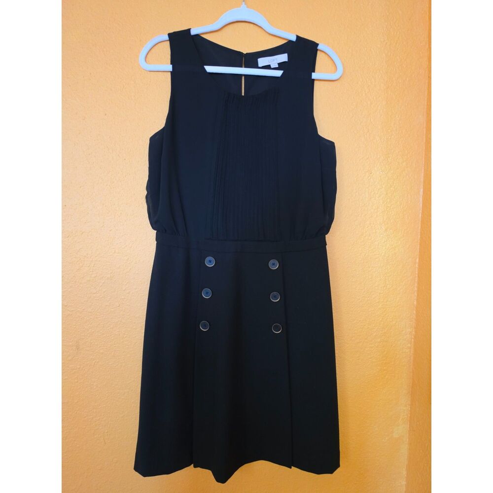 Size 10 loft black sleeveless chiffon pleated dress